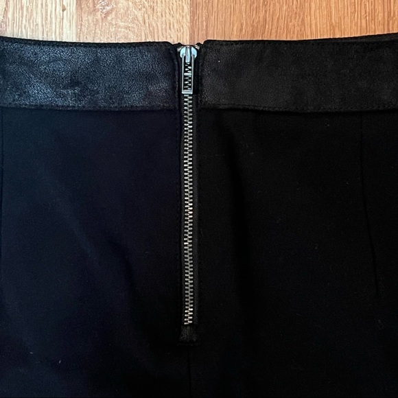 Armani Exchange Black Faux Suede/Knit Wrap Mini Skirt w/ Buckle Detail - Picture 8 of 9